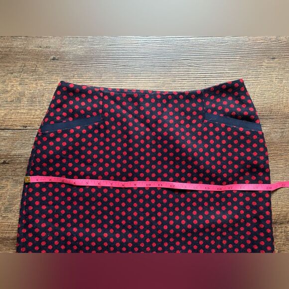 TALBOTS polka dot Pencil Skirt Red navy blue wool blend preppy cute sz  8 EUC - Picture 12 of 14
